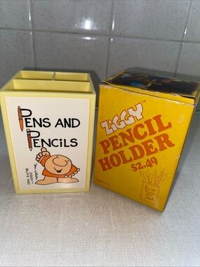 Vtg‎ 1980 Ziggy Pen & Pencil Holder Tom Wilson Comic Strip Art Desk Hong Kong